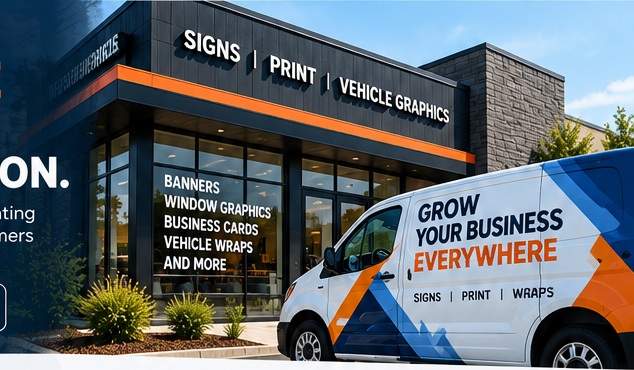 Illustrative vehicle graphics and storefront signage concept